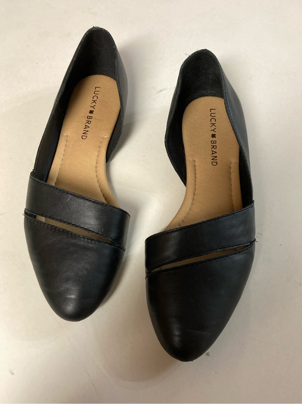 Lucky Brand Black Leather Open Flats